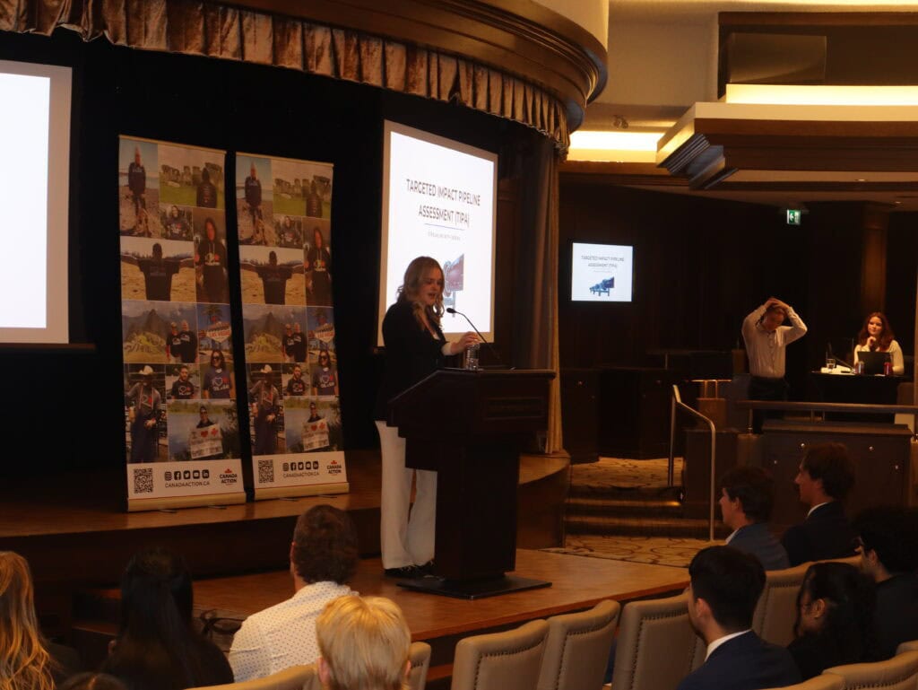 Young Canadians for Resources youth advocates speaking at a conference about resource development and energy policies.